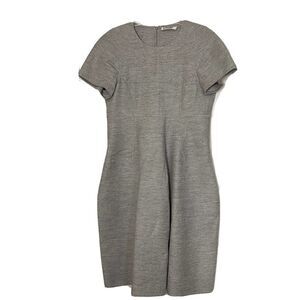 JIL SANDER Heather Gray Short Sleeve Wool Angora Dress with pockets XL